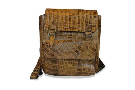 Backpack Vintage. Piel Grabada Croco